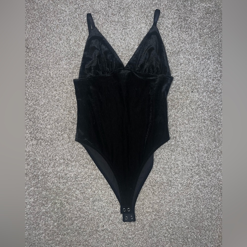 Forever 21 Black Velvet Bodysuit